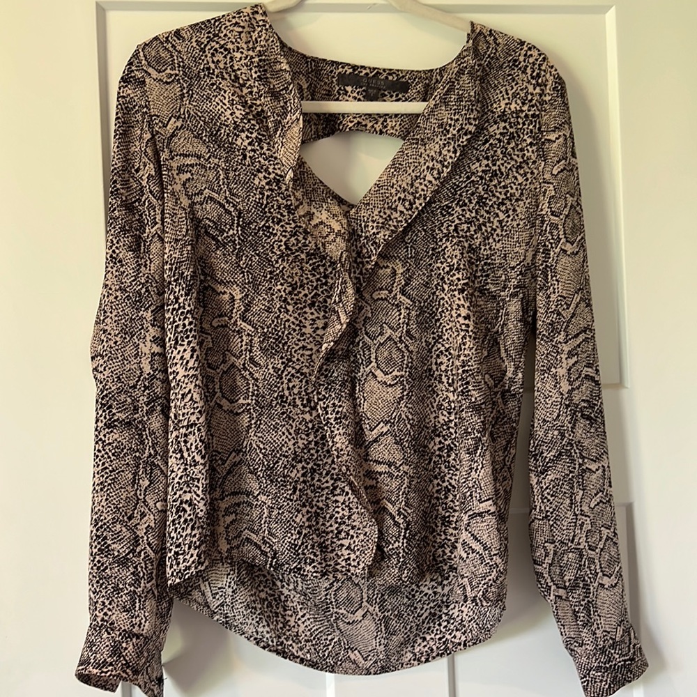 Guess, snakeskin print blouse Black and Tan